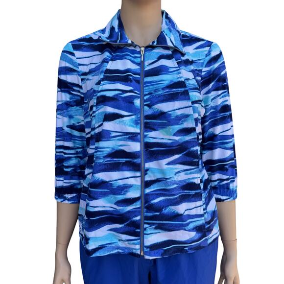 Chico's Zenergy 3 XL 16 Travel 2 Piece Set Blue Wave Jacket Capri Cargo Pants - Picture 3 of 13